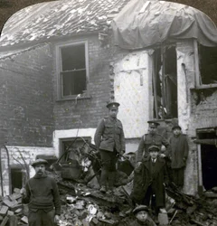 Destruction wrought by German Zeppelin bombs, World War I
