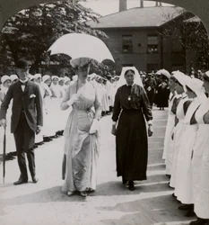 Her Majesty walking through the guard of honour of nurses of RN Hospital, Hull