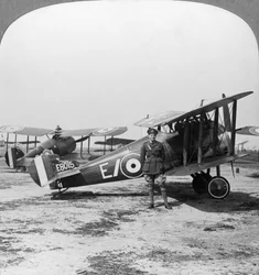 Sopwith Camel aircraft ready for a patrol over the German lines, World War I