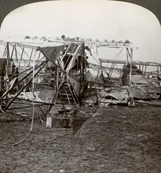 Wreck of a German bomber, World War I, 1914-1918