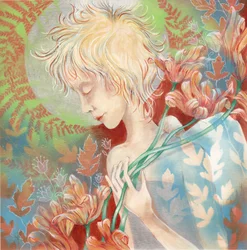 Dreamy Woman Holds Flowers