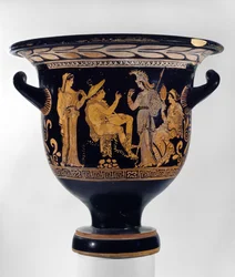 Apulian red-figure bell-crater decorated with a scene of the Judgement of Paris, c.375-350 BC