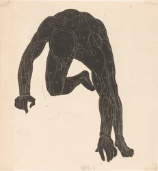 Anatomical Study of the Neck, Arm, and Leg Muscles of a Man in Silhouette
