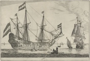 Large Sailing Ship and a Rowboat