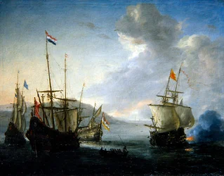 A Naval Engagement with Sailor in a Rowing Boat