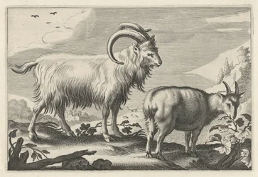 Hilly Landscape with Two Goats (Various Quadruped Animals)