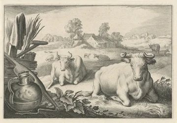 Meadow with Two Lying Cows (Diversa Animalia Quadrupedia) (series title)
