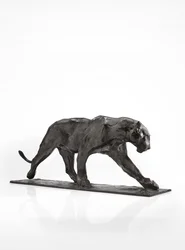 Panther walking, rear leg raised