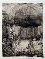 Exhibition of the body of the redeemer (Drawing by Rembrandt Harmenszoon van Rijn)