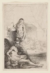 Male Nude Seated and Standing, c.1646