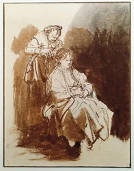 Young woman at her toilet. An old maid