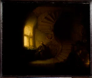 A Philosopher in Meditation, painting by Harmenszoon van Rijn, called Rembrandt (1606-1669), 1632, H. 0,28 x 0,34 m, Paris, Musée du Louvre
