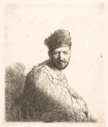 Bearded Man in Furred Oriental Cap and Robe: Half Length