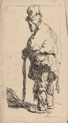 Beggar Leaning on a Stick, Facing Left