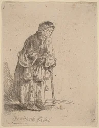 Beggar Woman Leaning on a Stick