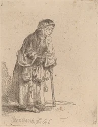 Beggar Woman Leaning on a Stick
