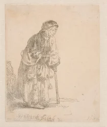 Beggar Woman Leaning on a Stick