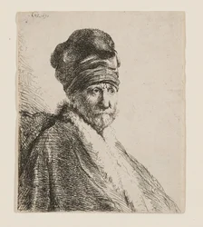 Bust of a Man Wearing a High Cap