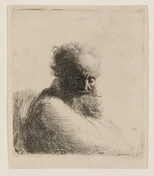 Bust of an Old Bearded Man Looking Down, Three-quarters Right