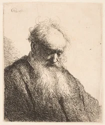 Bust of an Old Man with Flowing Beard: The Head Inclined Three-Quarters Right