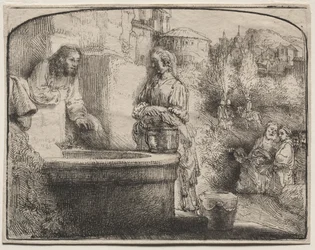 Christ and the Woman of Samaria: An Arched Print