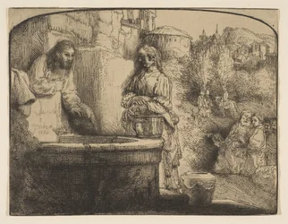 Christ and the Woman of Samaria: an Arched Print, 1658