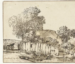 Cottage with White Paling among Trees