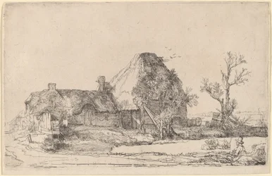 Cottages and Farm Buildings with a Man Sketching