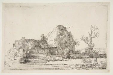 Cottages and Farm Buildings with a Man Sketching, ca. 1645