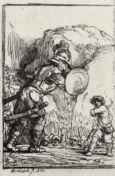David and Goliath (Illustration for Piedra Gloriosa by Menasseh ben Israel)