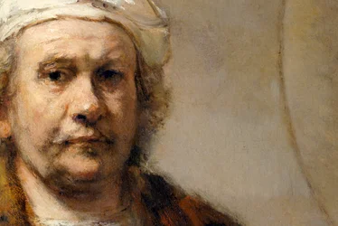 Detail of a Self-Portrait of Dutch Painter Rembrandt van Rijn