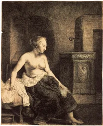 Half-Naked Woman by a Stove, 1658