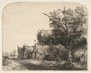 Landscape with Three Gabled Cottages Beside a Road