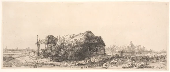 Landscape with a Cottage and Hay Barn: Oblong
