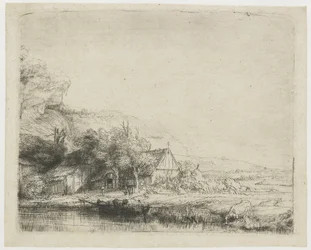 Landscape with Drinking Cow