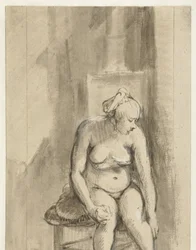 Nude Woman Seated by a Stove