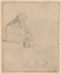 Old Man in Meditation, Leaning on a Book