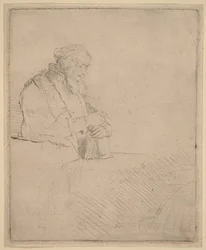 Old Man in Meditation, Leaning on a Book