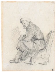 Old Man in a Turban, Seated in Profile, Turning to the Left