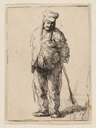 Ragged Peasant with His Hands behind Him, Holding a Stick