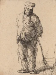 Ragged Peasant with His Hands behind Him, Holding a Stick