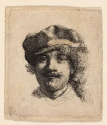 Rembrandt Wearing a Soft Cap: Full Face: Head Only