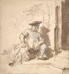 Seated Man Wearing a Flat Cap