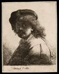 Self-Portrait in a Cap and Scarf with the Face Dark: Bust