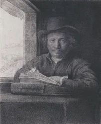 Self-portrait, Etching at a Window, 1648