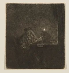 Student at a Table by Candlelight