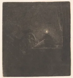 Student at a Table by Candlelight