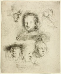 Studies of the Head of Saskia and Others