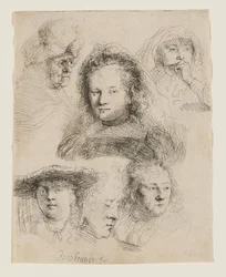 Studies of the Head of Saskia and Others