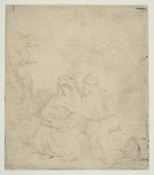 The Rest on the Flight into Egypt (lightly etched)